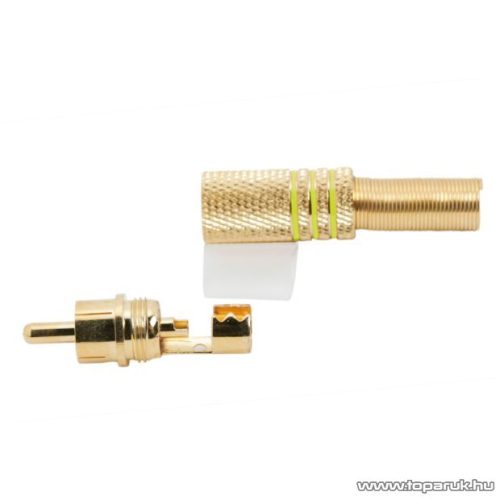 RCA dugó, aranyozott, max. 6 mm-es kábelhez, sárga, 10 db / csomag (05084SA)