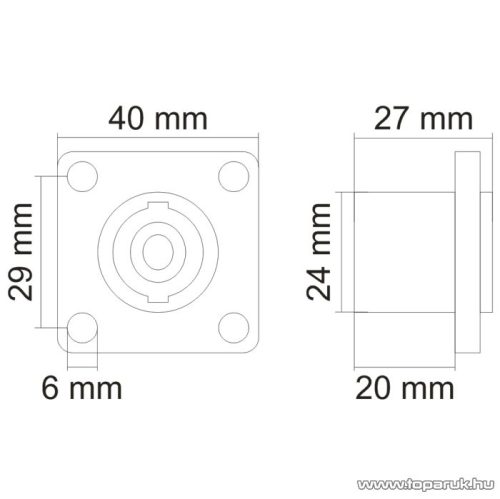 Speakon aljzat csatlakozó, beépíthető, 4 pólusú (05203)