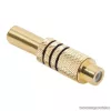 RCA aljzat, aranyozott, max. 6 mm-es kábelhez, fekete, 10 db / csomag (05086FK)