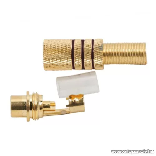 RCA aljzat, aranyozott, max. 6 mm-es kábelhez, fekete, 10 db / csomag (05086FK)