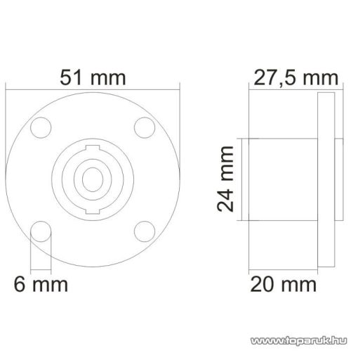 Speakon aljzat csatlakozó, beépíthető, 4 pólusú (05213)