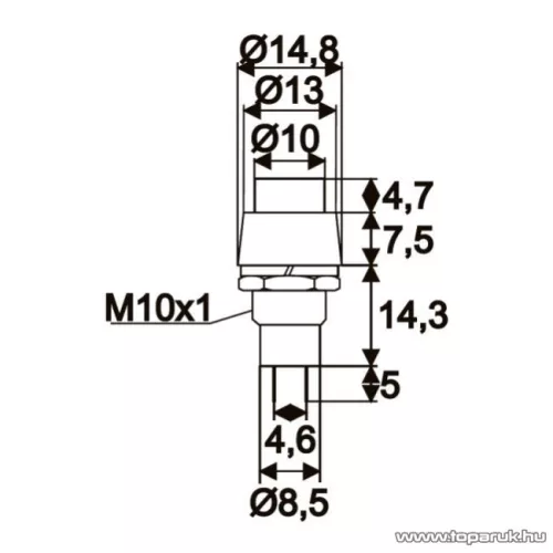 Nyomógomb, 1 áramkör, 2A-250V, OFF-(ON), piros, 5 db / csomag (09067PI)
