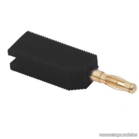   Banán dugó, aranyozott, csatlakozás max. 4mm-es kábelhez, fekete, 10 db / csomag (05171FK)