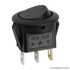 Billenő kapcsoló, 1 áramkör, 16A-12VDC, OFF-ON, sárga LED-el, 5 db / csomag (09042SA)