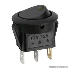   Billenő kapcsoló, 1 áramkör, 16A-12VDC, OFF-ON, sárga LED-el, 5 db / csomag (09042SA)