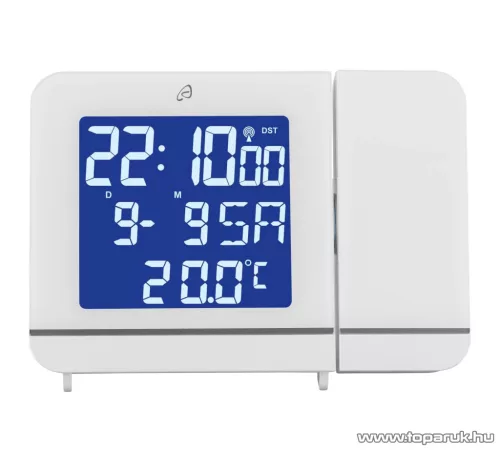 (HIBÁS / 664633) Auriol 4-LD7055-1 WH Rádióvezérelt DCF projektoros óra, kivetítős ébresztőóra és hőmérő, fehér