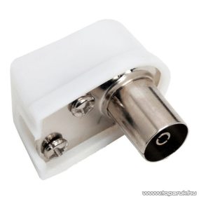   TV koax aljzat csatlakozó, 90 fok-os rövid kivitel, fehér, 10 db / csomag (05004)