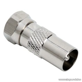   F / TV koax átalakító csatlakozó, F dugó - TV koax dugó, fém kivitel, 5 db / csomag (05332)