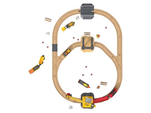 lupilu (PlayTive) Construction Site Train Set vasútkészlet mozdonnyal, munkagépekkel és daruval, 59 részes