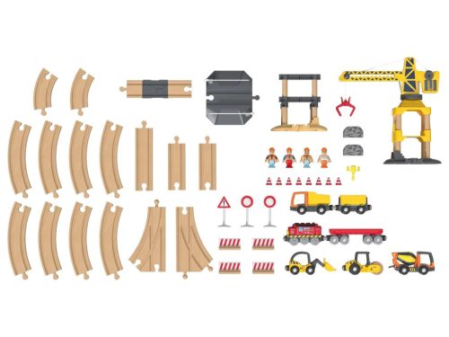 lupilu (PlayTive) Construction Site Train Set vasútkészlet mozdonnyal, munkagépekkel és daruval, 59 részes