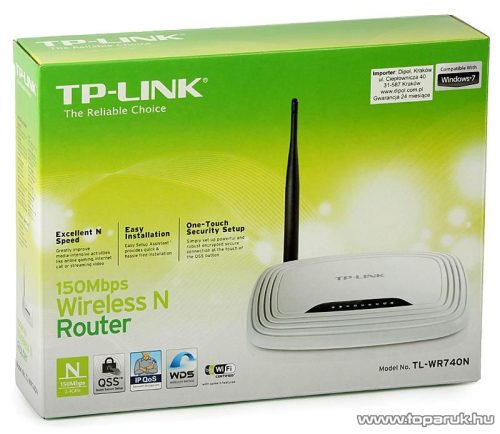 TP-LINK TL-WR740N 150 Mbps Wireless (Wifi) Router, Fix antennás (642G utódja)
