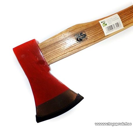 Fejsze, 70 cm-es fa nyéllel, kovácsolt, 1400 g, piros