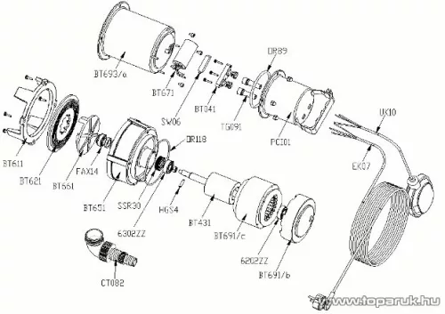 Elpumps BT 6877 K INOX fedelű úszókapcsolós darabolókéses szennyvíz szivattyú, fekáliaszivattyú relével, 1600 W (szennyezett vízre)