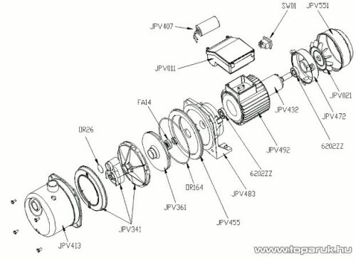 Elpumps JPV 1300 B Önfelszívós kerti bronzlapátos szivattyú, 1300 W (tiszta vízre)