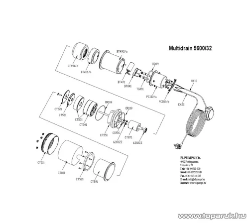 Elpumps Multi Drain 5600/34 mélykúti ásottkút szivattyú, 900W (ásottkutak vizéhez)