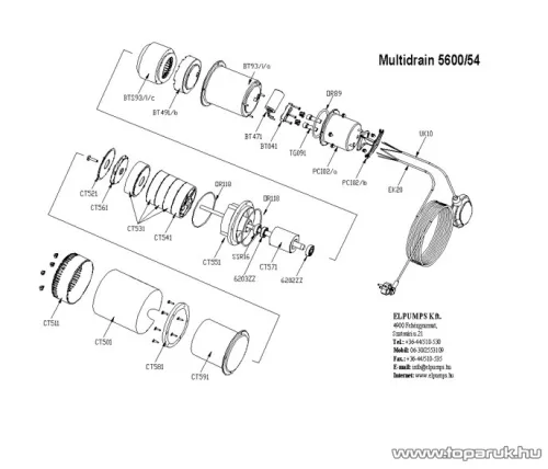 Elpumps Multi Drain 5600/54 mélykúti ásottkút szivattyú, 1200W (ásottkutak vizéhez)