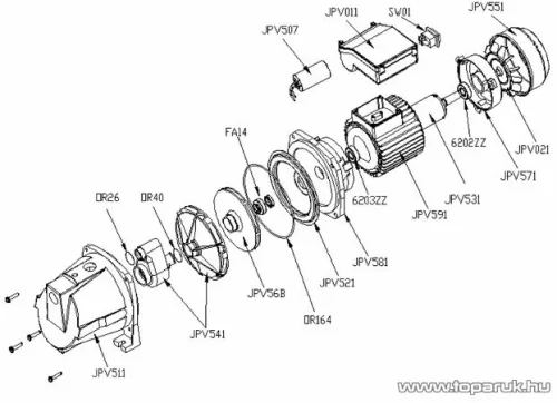 Elpumps VB 25/1500 B Házi vízellátó, házi vízmű, kerti szivattyú bronzlapáttal, 1500 W (tiszta vízre)