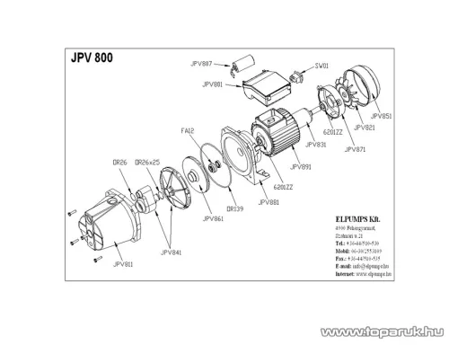 Elpumps VB 25/800 Házi vízellátó, házi vízmű, kerti szivattyú, 800 W (tiszta vízre)