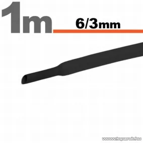 Zsugorcső, fekete, 6 / 3 mm, 10 m / csomag (11022F)