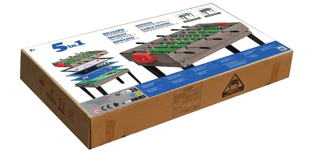 5 az 1-ben multifunkciós játékasztal – csocsó, léghoki, ping-pong, biliárd, bowling