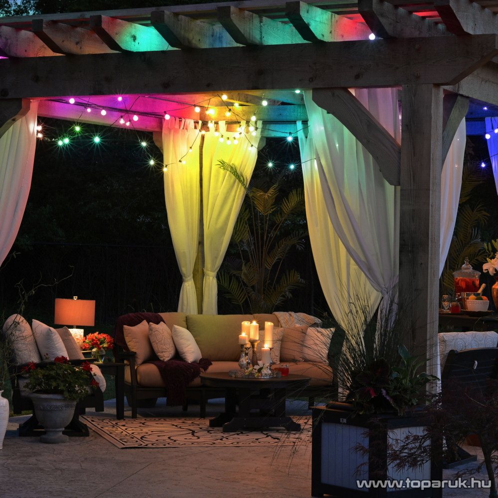 Image of Garden of edeN 11746 Kültéri napelemes szolár SMART bluetooth okos fényfüzér + távirányító, 15 db RGBIC LED-del, 6,5 m hosszú