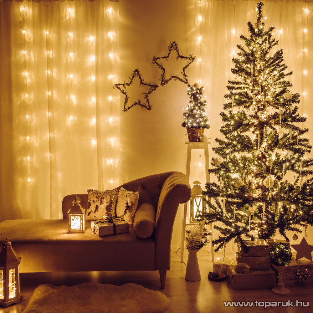 Image of Family Decor 58901A Kültéri toldható hálózati fényfüggöny, 200 db melegfehér LED-del, 8 programos, IP44, 4,2 m