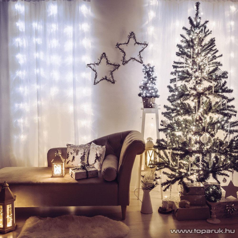 Image of Family Decor 58901C Kültéri toldható hálózati fényfüggöny, 200 db középfehér LED-del, 8 programos, IP44, 4,2 m