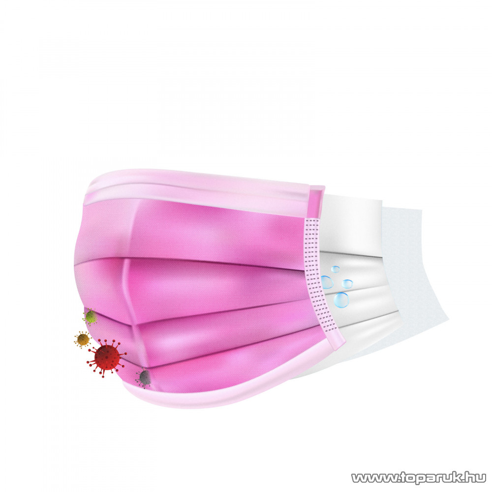 Image of 3 rétegű egészségügyi szájmaszk, rózsaszín, 10 db / csomag