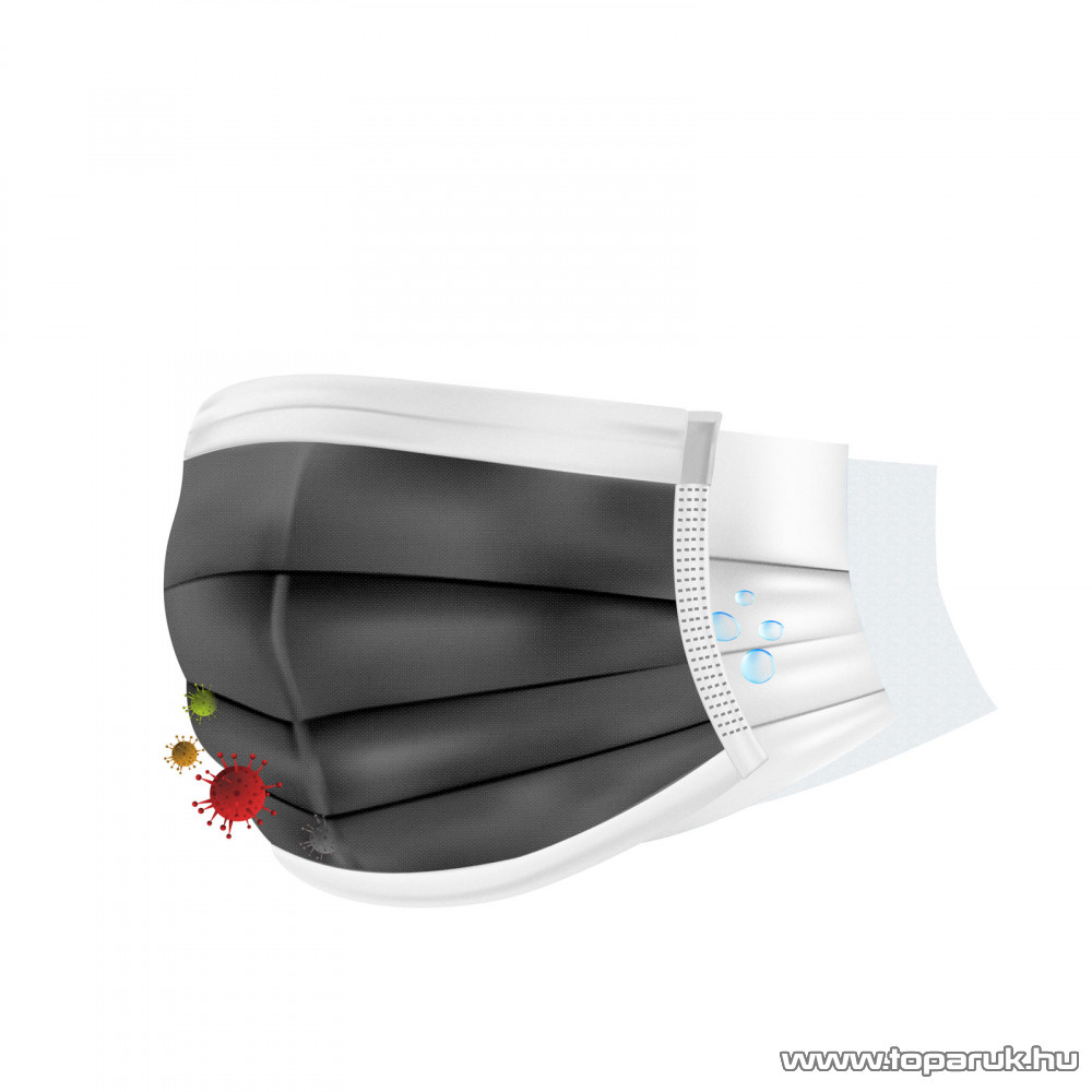 Image of 3 rétegű egészségügyi szájmaszk, fekete, 10 db / csomag