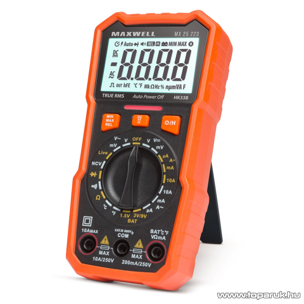 Image of Maxwell MX-25 223 Digitális multiméter elem teszterrel, hőmérsékletméréssel, munkalámpa funkcióval (25223)